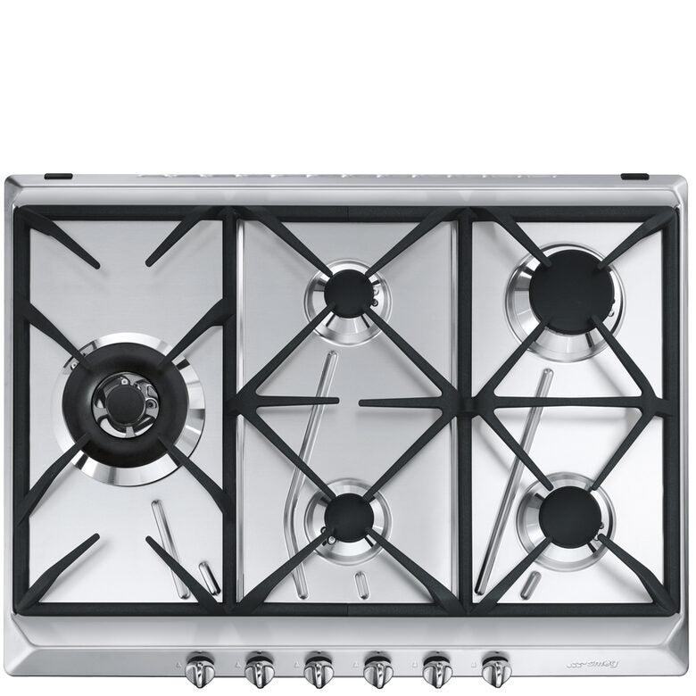 SMEG SRV575GH5 PIANO COTTURA GAS, 5 zone di cottura, dimensioni: L 68,5 cm, P 50 piano in Acciaio inossidabile, Inox