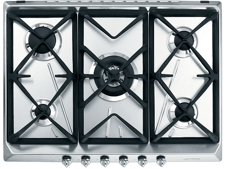 SMEG SRV576GH5 PIANO COTTURA GAS, 5 zone di cottura, dimensioni: L 68,5 cm, P 50 piano in Acciaio inossidabile, Inox Satinato