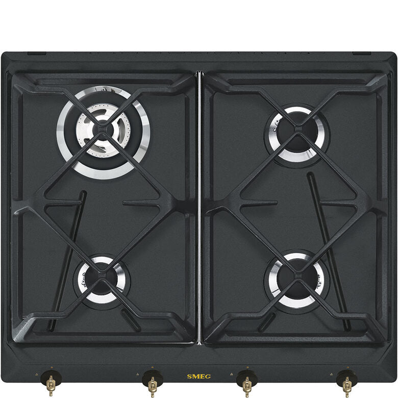 SMEG SRV864AOGH PIANO COTTURA GAS, 4 zone di cottura, dimensioni: L 59,5 cm, P 50 piano in Smaltato, Antracite
