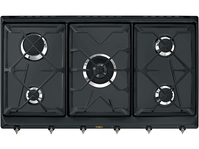 SMEG SRV896AOGH PIANO COTTURA GAS, 5 zone di cottura, dimensioni: L 88,5 cm, P 50 piano in Smaltato, Antracite