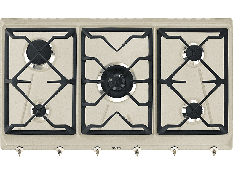 SMEG SRV896AVOGH2 PIANO COTTURA GAS, 5 zone di cottura, dimensioni: L 88,5 cm, P 50 piano in Smaltato, Avena