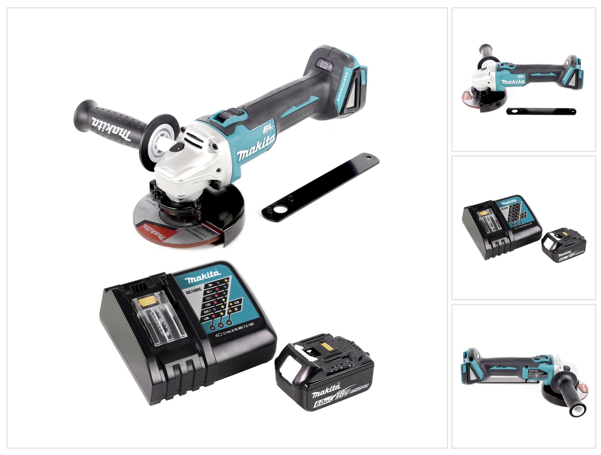 Smerigliatrice Angolare A Batteria Makita Dga 506 Rg1 18 V 125 Mm Brushless + 1x Batteria Ricaricabile 6,0 Ah + Caricabatterie Smerigliatrice Angolare A Batteria Makita Dga 506 Rg1 18 V 125 Mm Brushless + 1x Batteria Ricaricabile 6,0 Ah + Caricabatterie