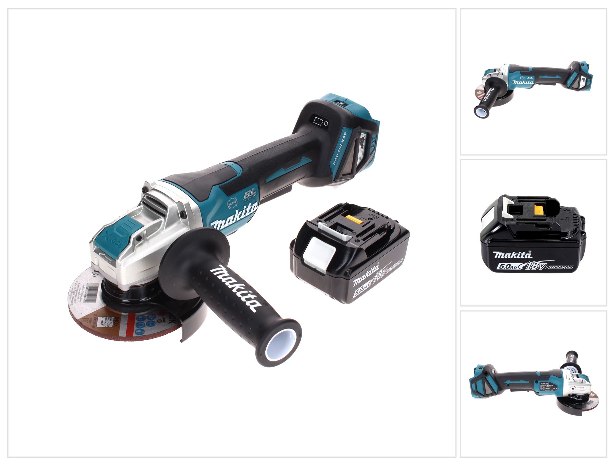 Smerigliatrice Angolare A Batteria Makita Dga 519 T1 18 V 125 Mm Brushless X-lock + 1x Batteria Da 5,0 Ah - Senza Caricabatterie Smerigliatrice Angolare A Batteria Makita Dga 519 T1 18 V 125 Mm Brushless X-lock + 1x Batteria Da 5,0 Ah - Senza Caricabatterie