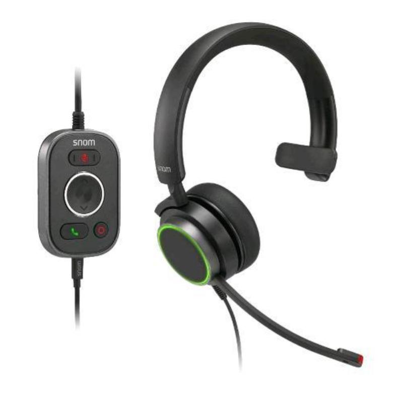 Snom a330m cuffie over-ear con cancellazione passiva del rumore voip cavo jack usb/rj9/3.5 con controllo conversazione morbida pelle sintetica colore nero