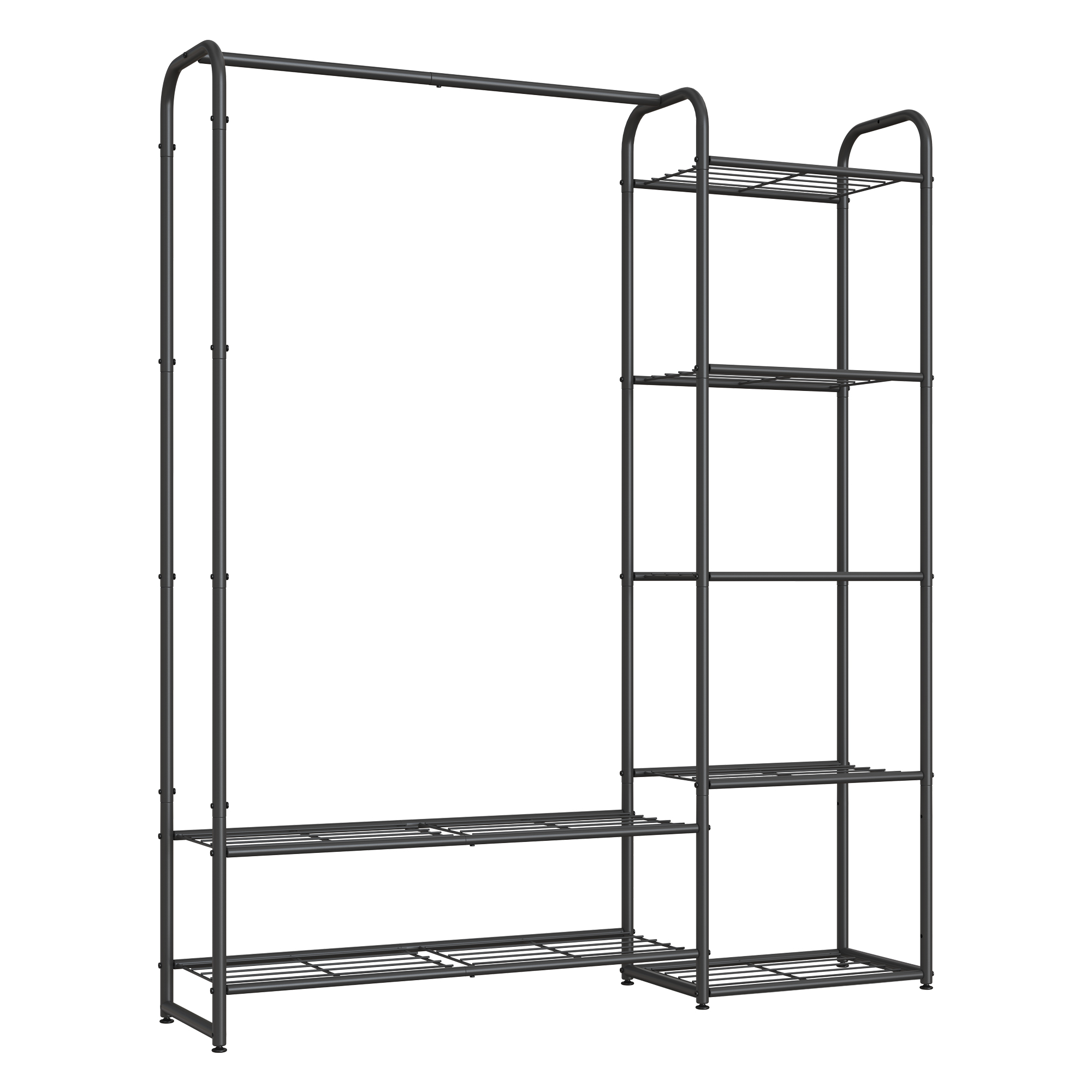 SONGMICS Appendiabiti, Armadio Aperto, Appendiabiti con Ripiani Portaoggetti, Armadio in Metallo, Autoportante, Nero Opaco/Bianco Opaco
