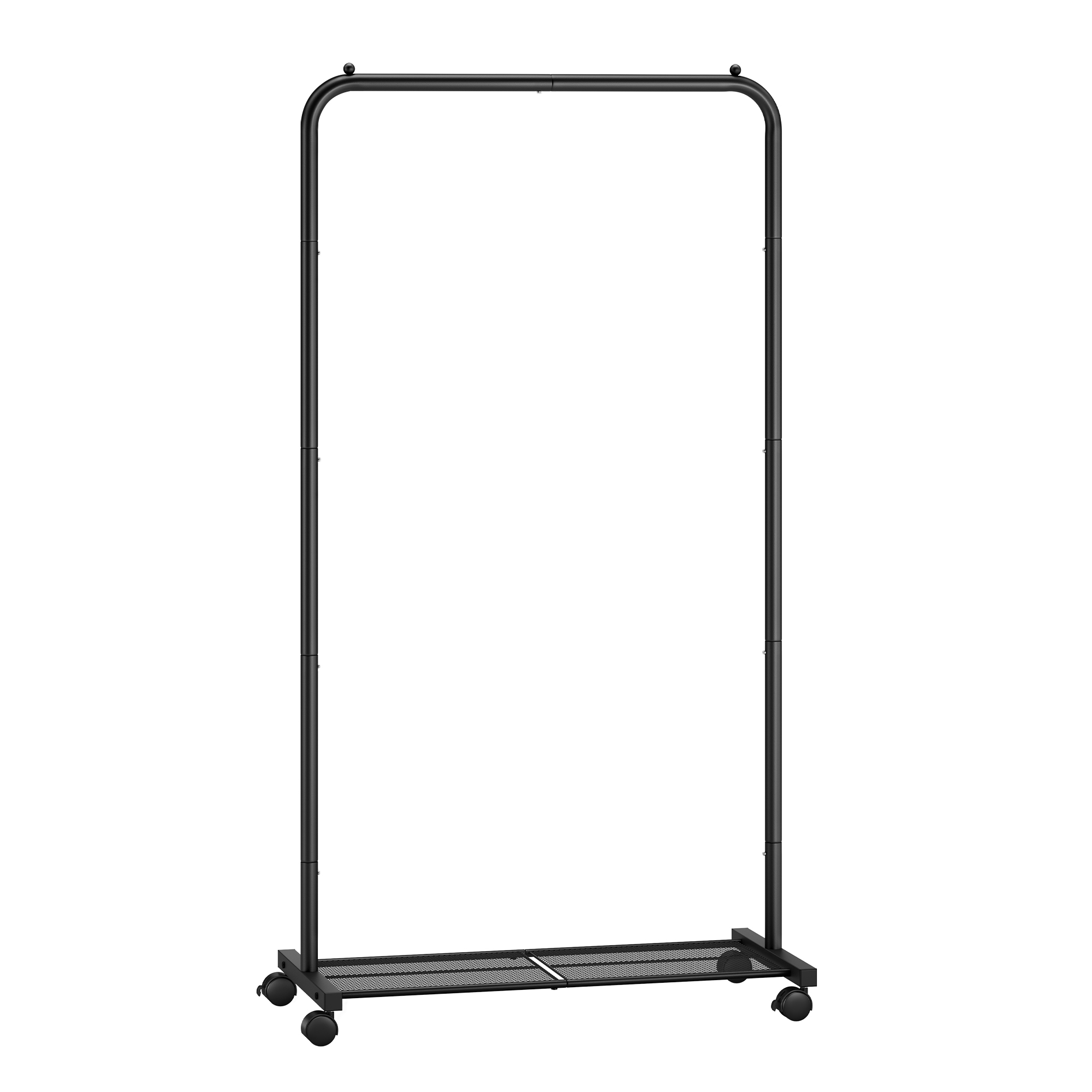 SONGMICS Appendiabiti con Ruote, Appendiabiti da 74 cm, Asino per Vestiti, con Ripiano Portaoggetti in Rete Fitta, Capacità di Carico 35 kg, 2 Freni, Struttura in Acciaio, Nero/Rosa Gelatina/Bianco