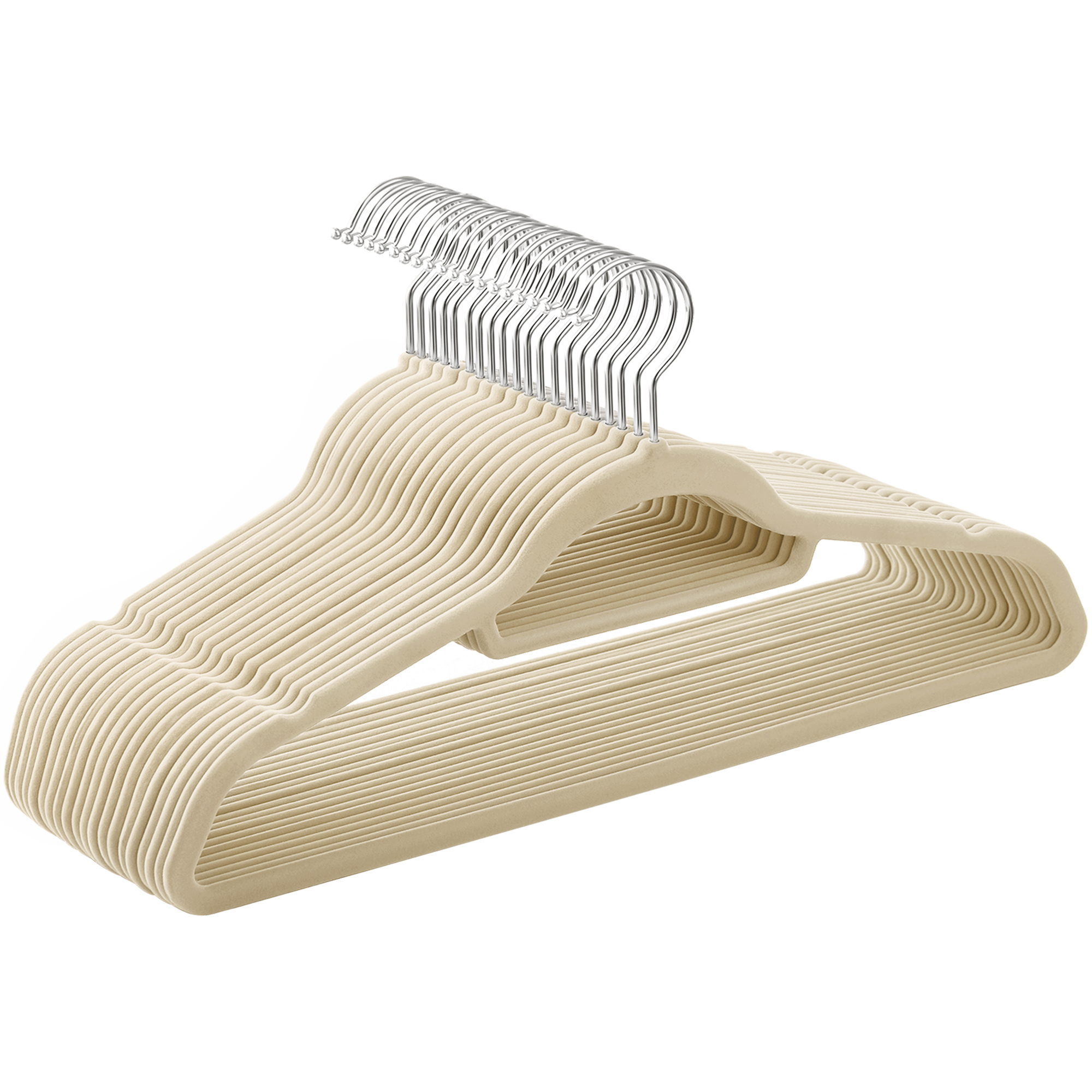 SONGMICS Appendiabiti in Velluto, Set 20 Pezzi, Antiscivolo, con Barra per Cravatte e Gancio Girevole 360°, Spessore 0,6 cm, Salvaspazio, Lunghezza 43,5 cm, per Cappotto, Abito, Pantaloni,