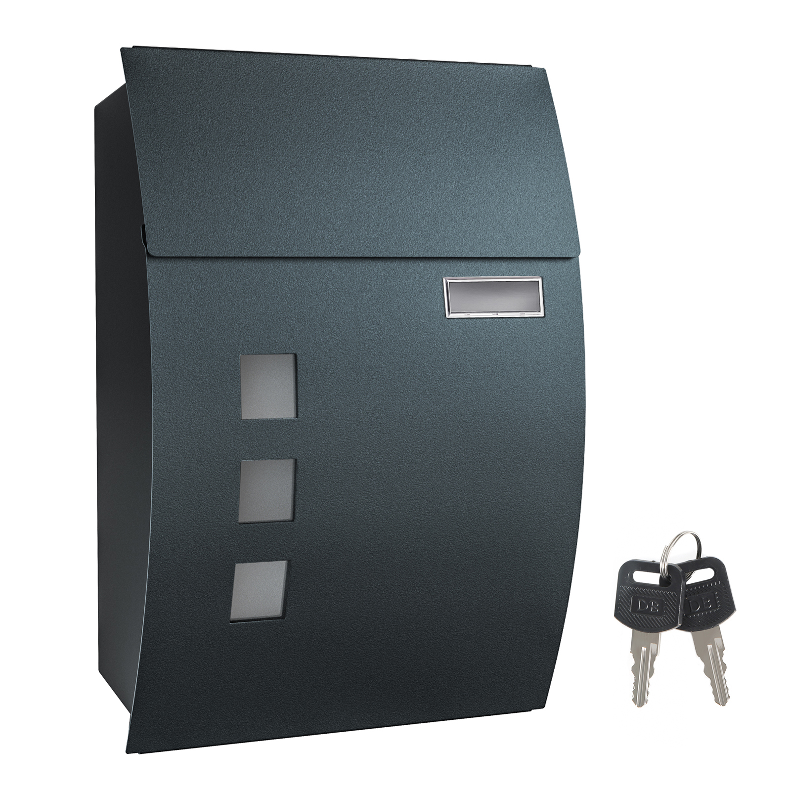 SONGMICS Cassetta Postale da Parete, con Finestra di Visualizzazione, Scomparto per il Nome, 2 Chiavi, Facile da Installare, Grigio Antracite