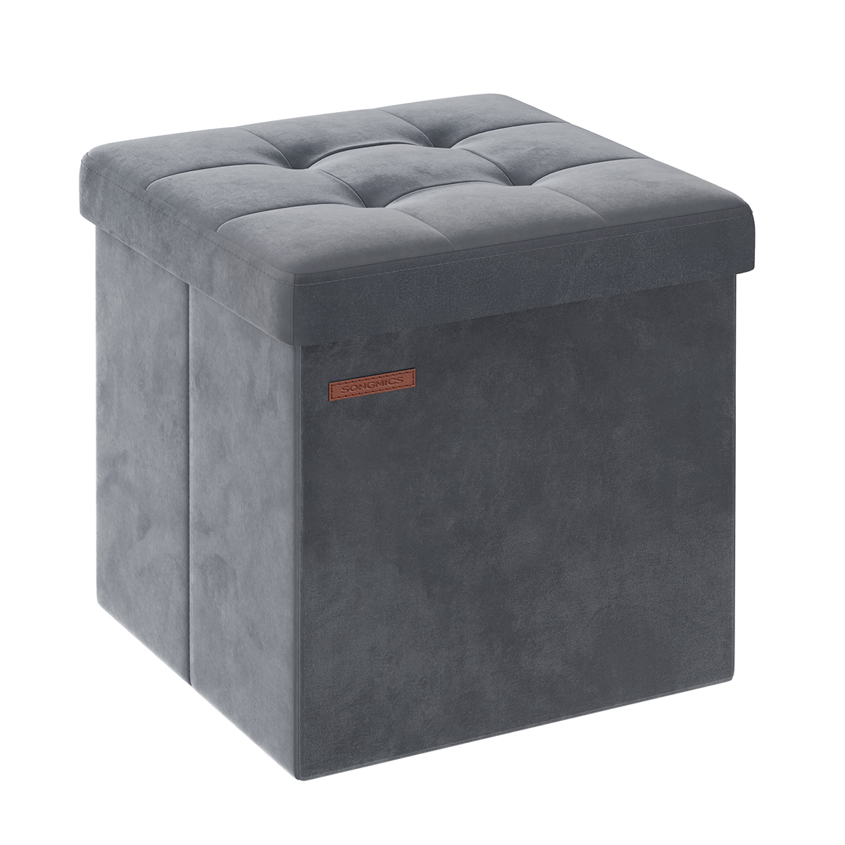 SONGMICS Pouf contenitore, panca portaoggetti pieghevole in velluto, poggiapiedi, 38 x 38 x 38 cm, carico 300 kg, per ingresso, soggiorno, camera da letto, grigio ardesia/bianco crema/grigio SONGMICS Pouf contenitore, panca portaoggetti pieghevole in velluto, poggiapiedi, 38 x 38 x 38 cm, carico 300 kg, per ingresso, soggiorno, camera da letto, grigio ardesia/bianco crema/grigio