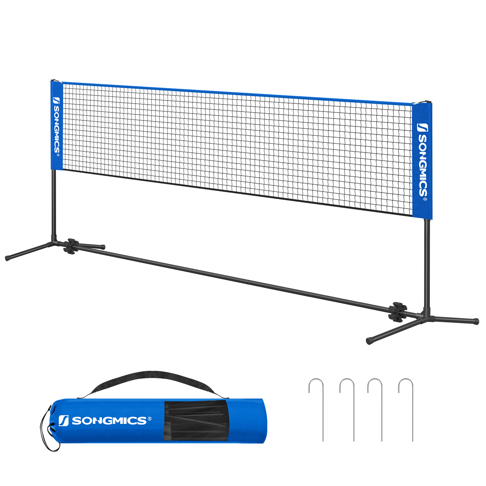 SONGMICS - Rete da badminton, rete da pallavolo, pali regolabili in altezza, set da tennis portatile