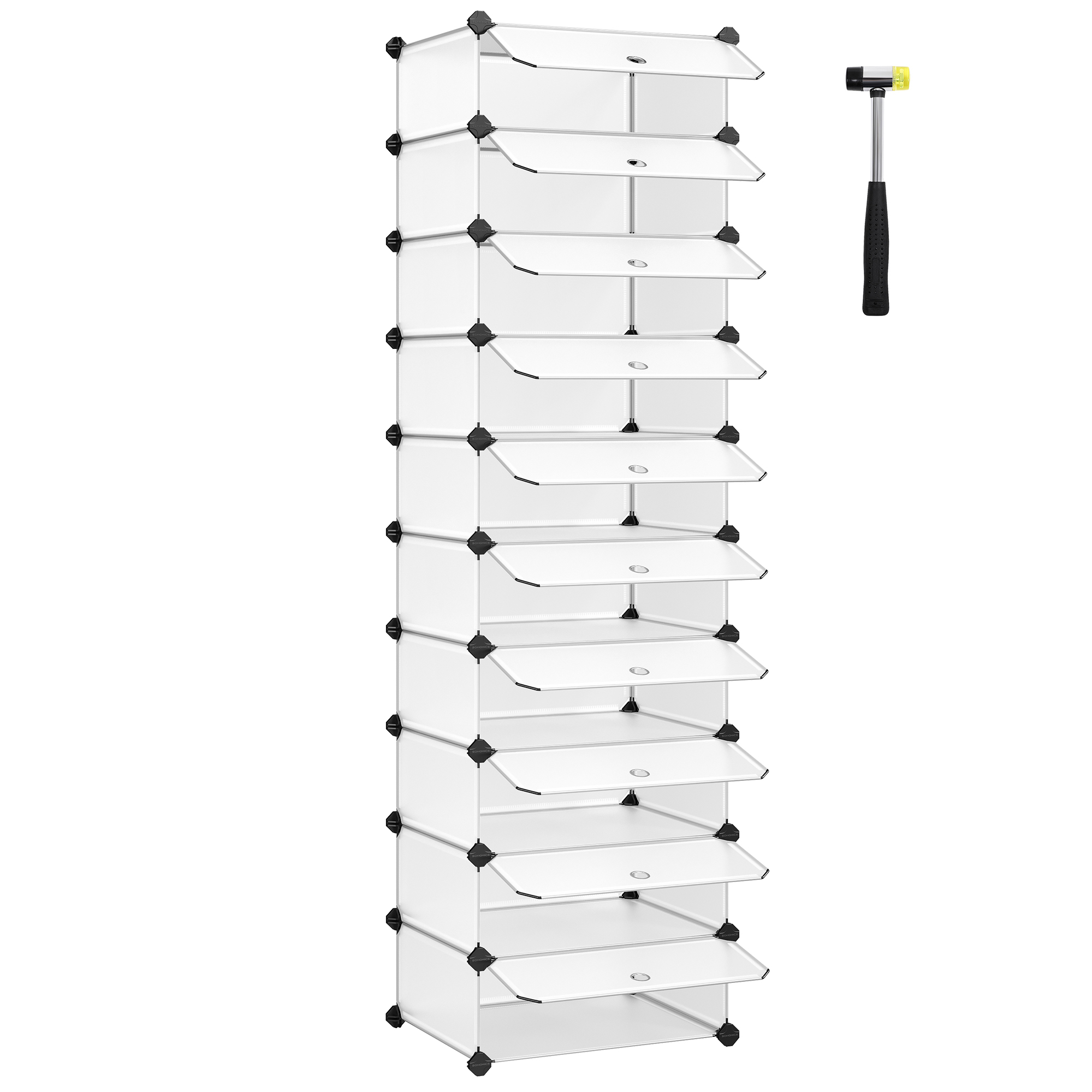 SONGMICS Scarpiera modulare a cubi, scarpiera, fai da te, armadio in filo metallico a 10 slot, bianco