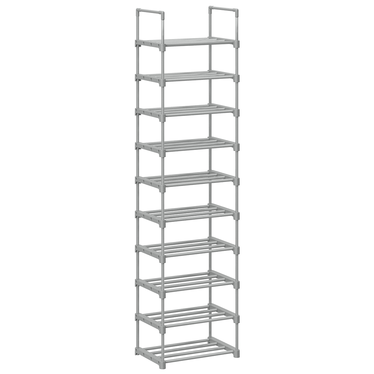 SONGMICS Scarpiera, Scarpiera a 10 Ripiani, Design Fai da Te, Salvaspazio, per Cucina, Camera da Letto, Soggiorno, 45 x 30 x 174 cm, Grigio/Nero