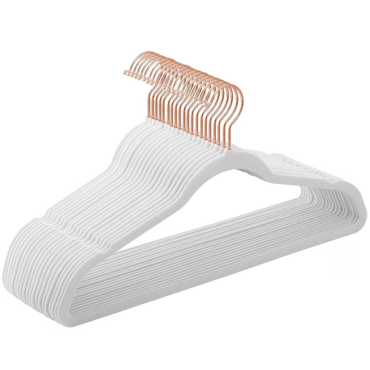 SONGMICS Set di 20 grucce vellutate, lunghe 41,5 cm, sottili, con elevata capacità di carico, dotate di ganci rotanti a 360° ° , per camicie Full Warm, bianco e oro rosa/rosa e oro rosa