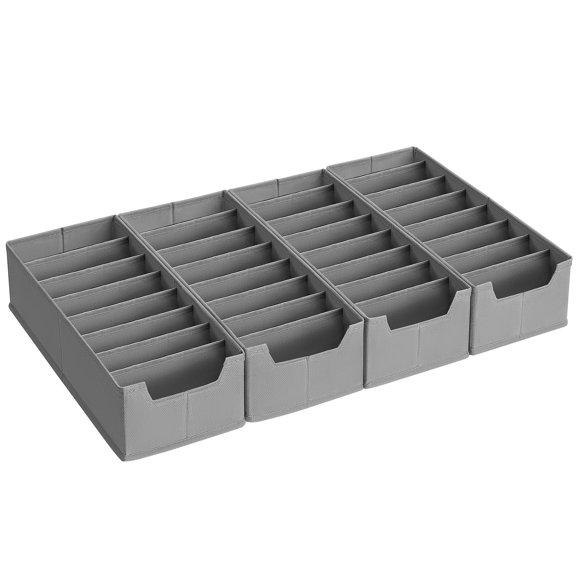 SONGMICS Set di 4 Organizer per Cassetti Intimo, compatibili con cassettiere IKEA HEMNES e MALM, con divisori, pieghevoli, per armadio, 40 x 16 x 10 cm, ideali per calzini, colore grigio tortora