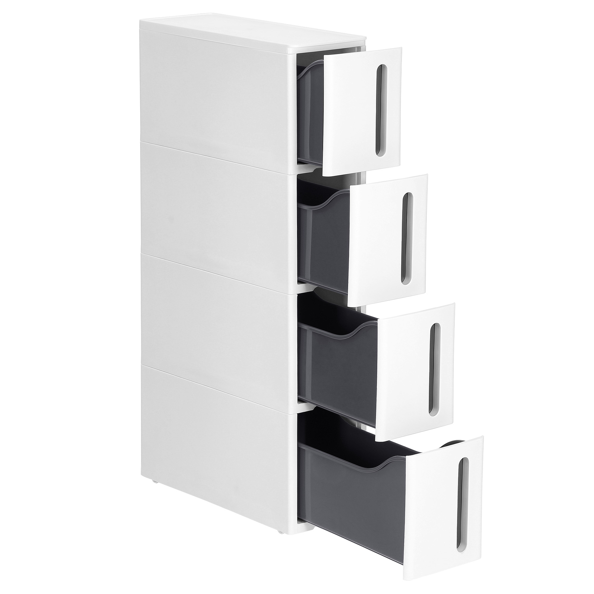 SONGMICS Torre portaoggetti con ruote, colonna per cucina stretta, ripiano in plastica a 4 livelli, salvaspazio, 45 x 17 x 84 cm, bianco e grigio/bianco e marrone/grigio
