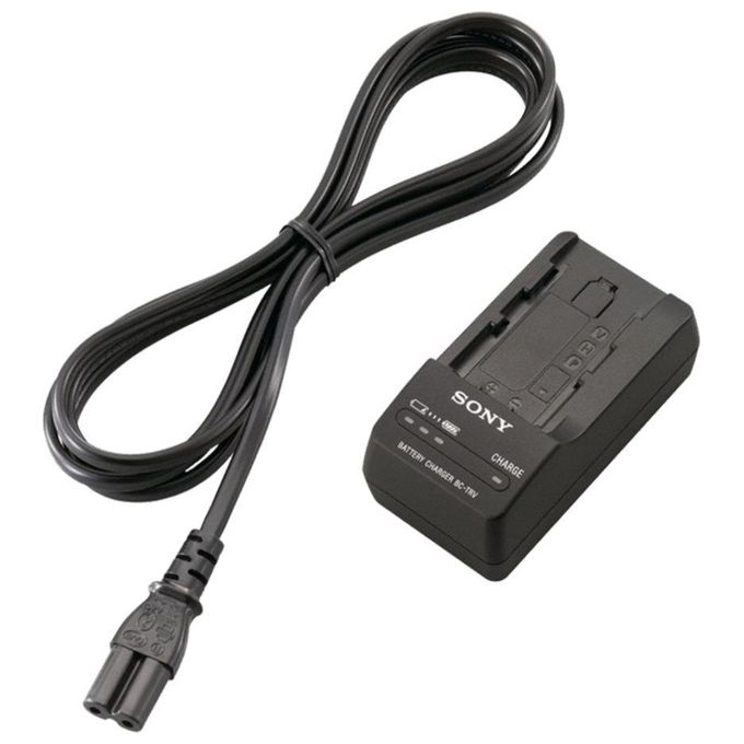 Sony BCTRV Caricabatterie da Viaggio Compatto Multitensione 100-240 V LED a 3 Fasi per Batterie Serie P H V colore Nero