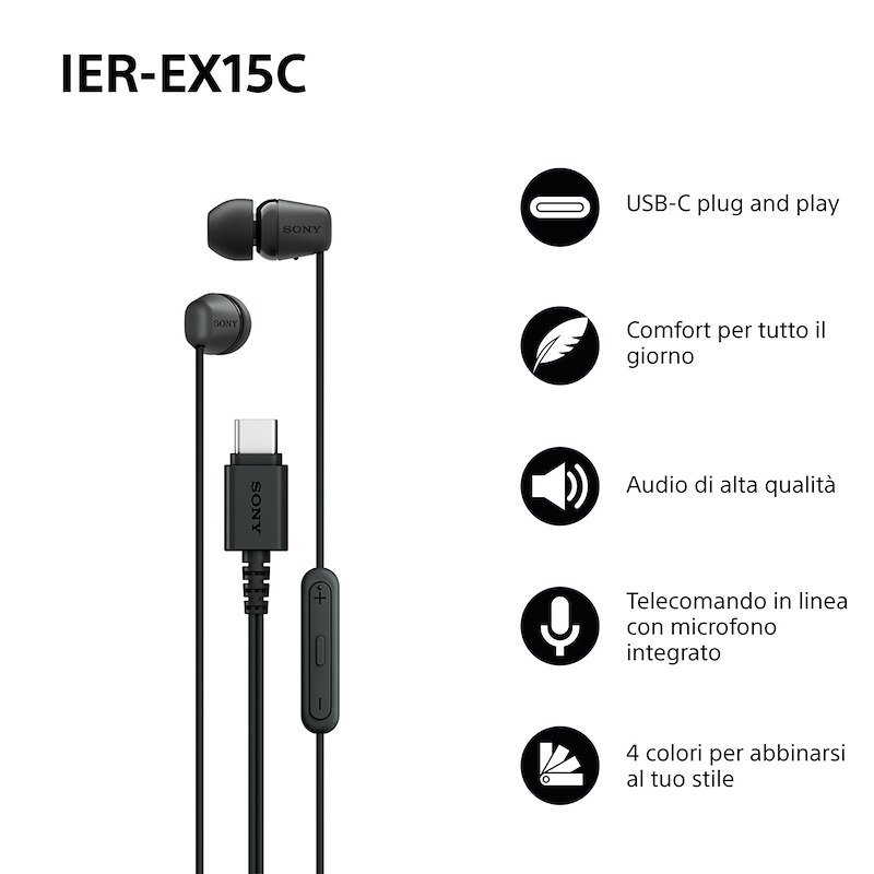 SONY IER-EX15CB AURICOLARI, Nero