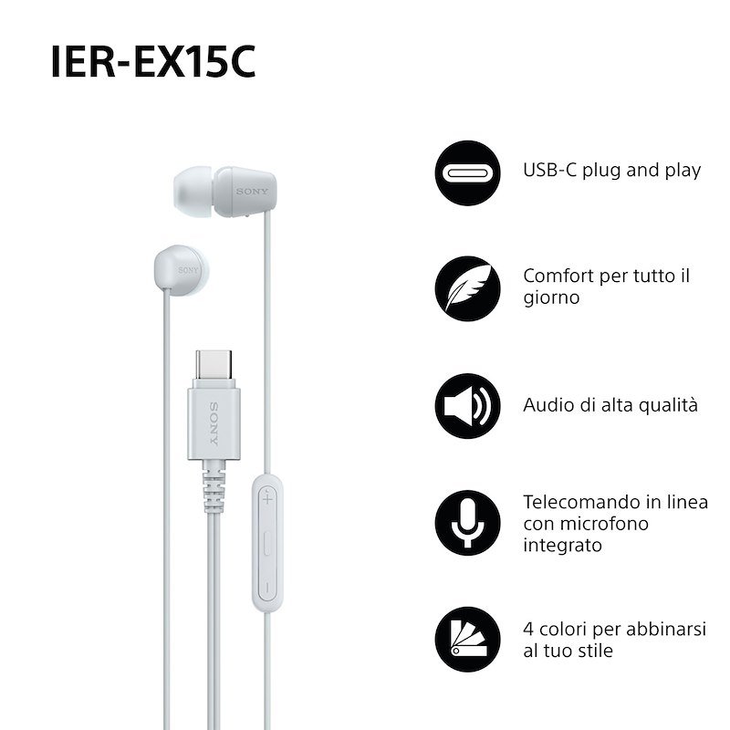 SONY IER-EX15CW AURICOLARI, Bianco