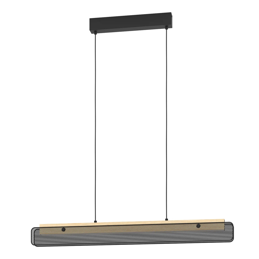 Sospensione Contemporanea Kokomo-Z Metallo Nero Legno 1 Luce Led 34W