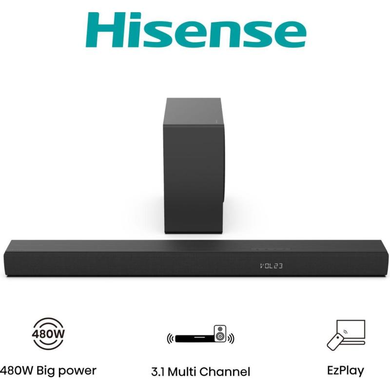 SOUNDBAR + SUBWOOFER HISENSE HS3100 3.1 canali, Potenza Max 480 W, Nero