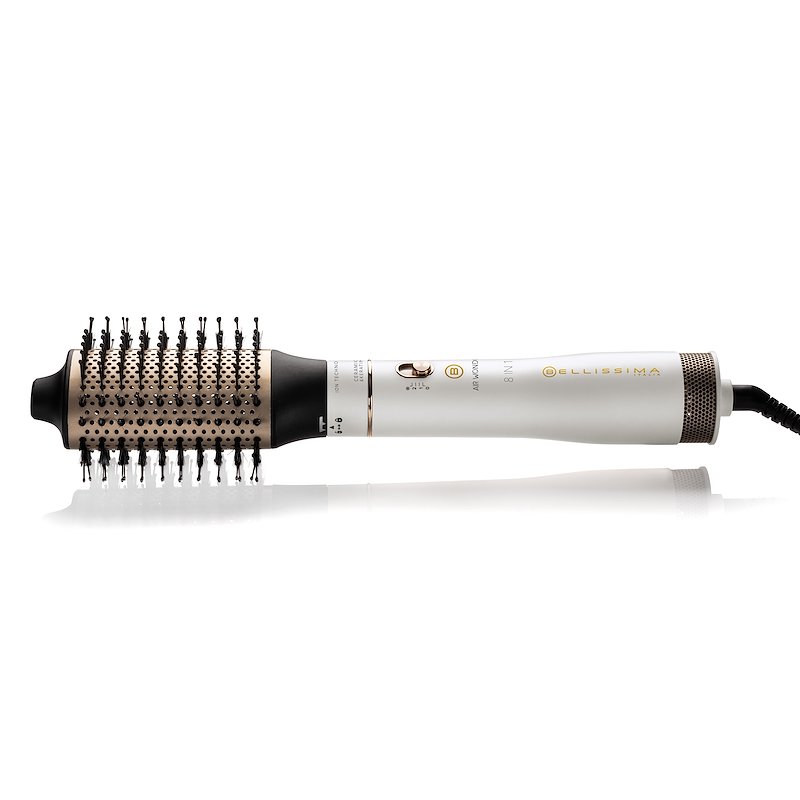 Spazzola arriccia capelli BELLISSIMA AIR WONDER, Potenza massima 1000 W, in Altro rivestimento, 2 temperature, Tecnologia a ioni, Satin White - Glam Gold