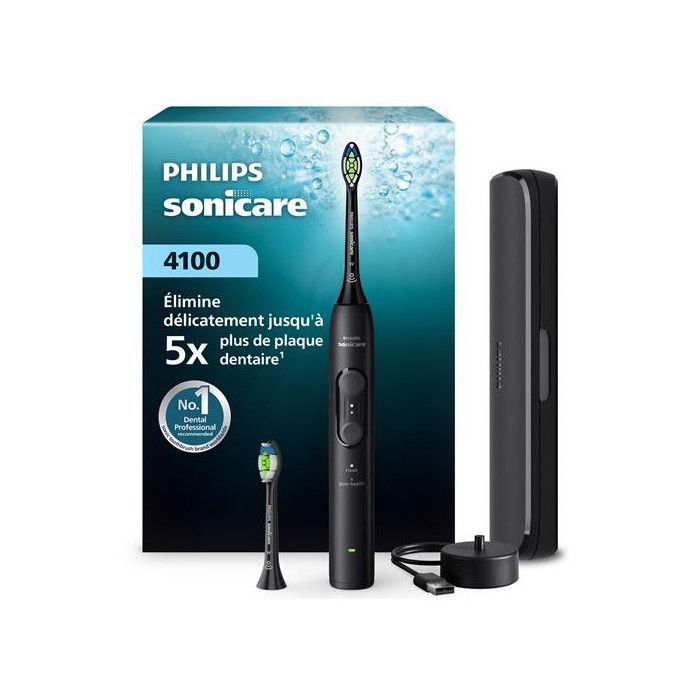 Spazzolino Elettrico - Philips - Serie 4100 Hx4044/52 - Ricaricabile - Nero - 2 Testine Optimal White