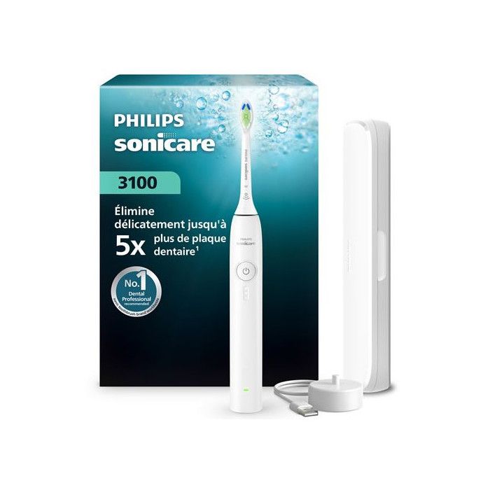 Spazzolino Elettrico - Philips - Sonicare Series 3000 Hx4033/21 - Bianco - Testa Optimal White - Custodia Da Viaggio Spazzolino Elettrico - Philips - Sonicare Series 3000 Hx4033/21 - Bianco - Testa Optimal White - Custodia Da Viaggio