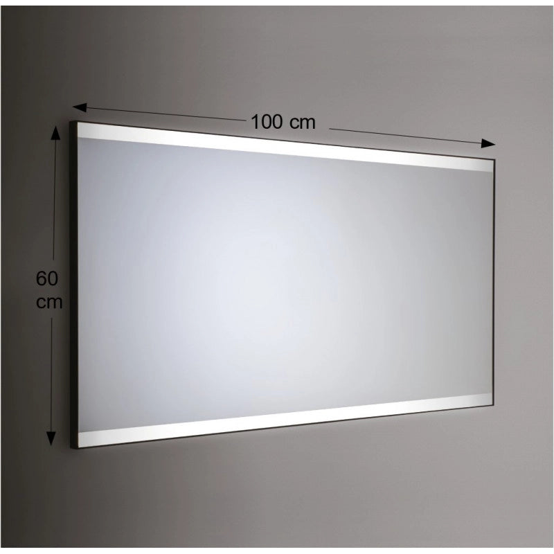 Specchio da Parete Retroilluminato a LED Rettangolare 100X60 cm spessore 4 mm Cornice Nero