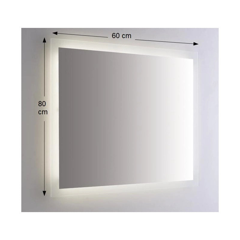 Specchio da Parete Retroilluminato a LED Rettangolare 60x80 cm Spessore 4 mm