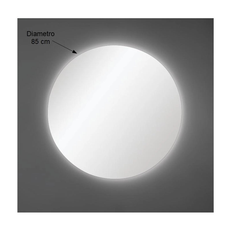Specchio da Parete Rotondo Diametro 85 cm spessore 4mm con Illuminazione LED Specchio da Parete Rotondo Diametro 85 cm spessore 4mm con Illuminazione LED