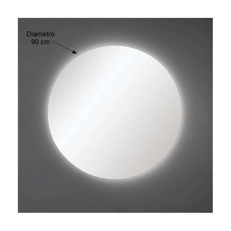 Specchio da Parete Rotondo Diametro 90 cm spessore 4mm con Illuminazione LED Specchio da Parete Rotondo Diametro 90 cm spessore 4mm con Illuminazione LED