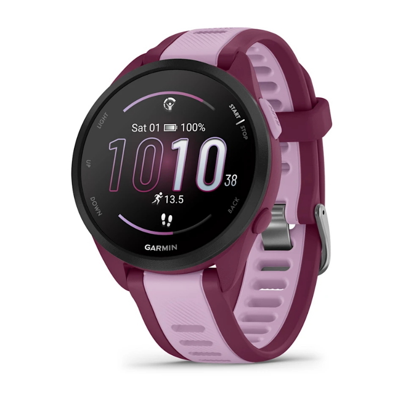 SPORTWATCH GARMIN FORERUNNER 165 Music, Durata batteria 264 h, Scocca in Polimero fibro-rinforzato, Touchscreen, Compatibile con Android, Rosa scuro / Lilla