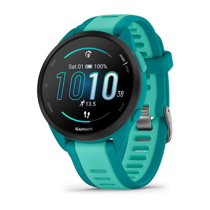 SPORTWATCH GARMIN FORERUNNER 165 Music, Durata batteria 264 h, Scocca in Polimero fibro-rinforzato, Touchscreen, Compatibile con Android, Verde acqua/Azzurro