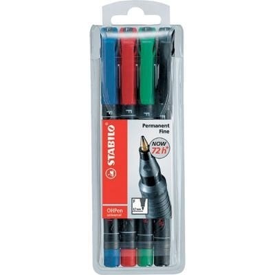 STABILO OHPen universal permanent 4 Pack marcatore permanente Tipo di punta Nero Blu Verde Rosso 4 pz STABILO OHPen universal permanent 4 Pack marcatore permanente Tipo di punta Nero Blu Verde Rosso 4 pz