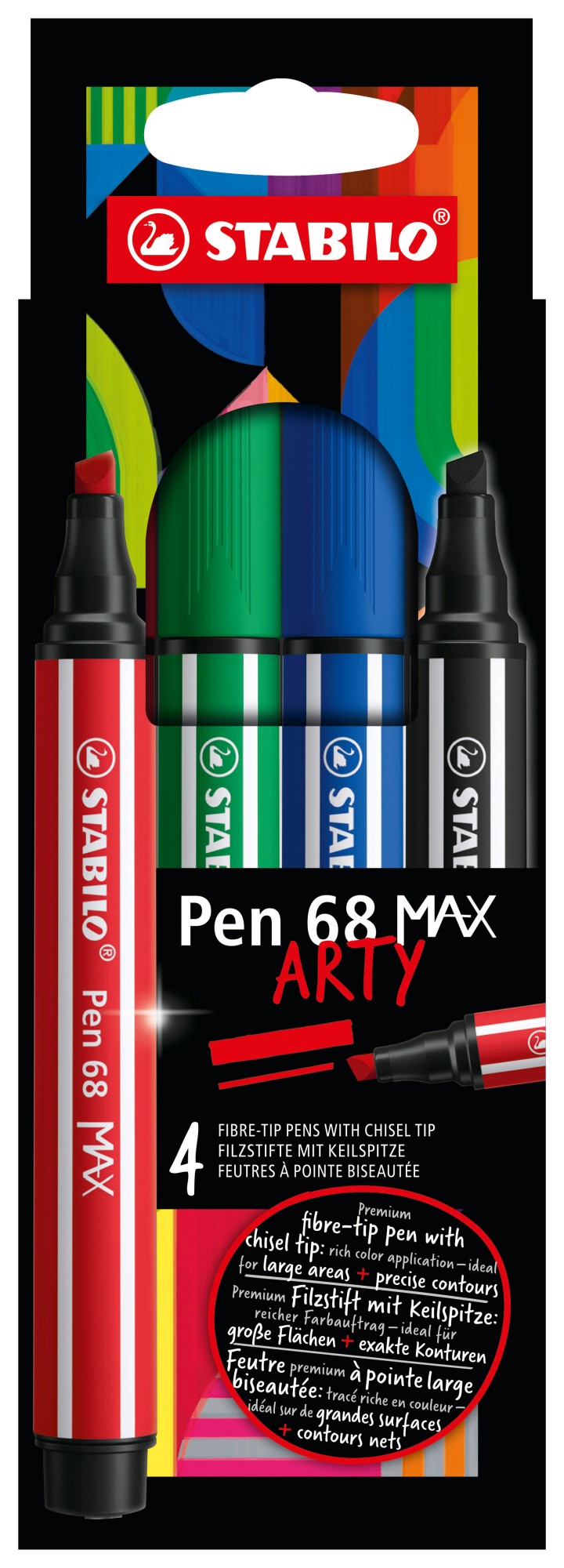 STABILO Pen 68 MAX marcatore Nero Blu Rosso 4 pz STABILO Pen 68 MAX marcatore Nero Blu Rosso 4 pz