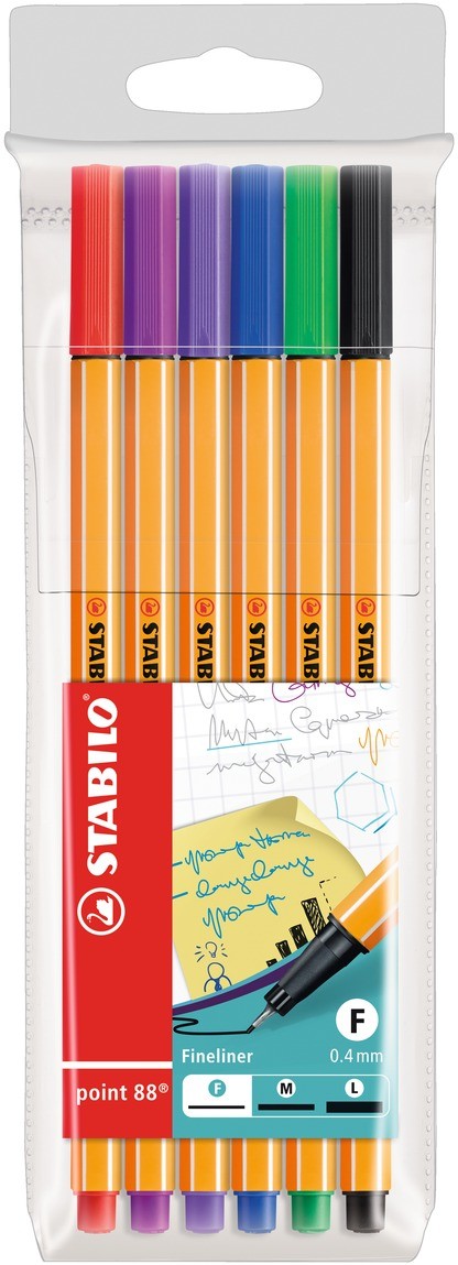 STABILO point 88 penna tecnica Nero Blu Verde Lillà Rosso Viola 6 pz STABILO point 88 penna tecnica Nero Blu Verde Lillà Rosso Viola 6 pz