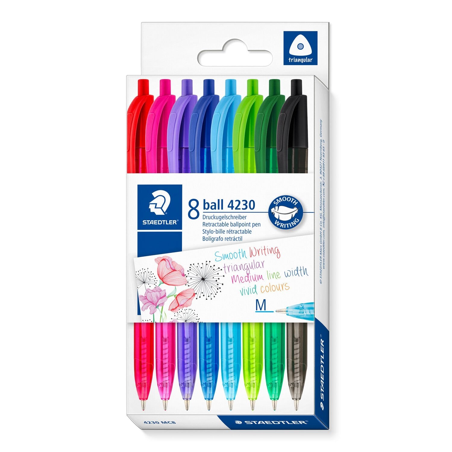 Staedtler Ball 4230 Multicolore Penna a sfera retrattile a clip Medio 8 pz