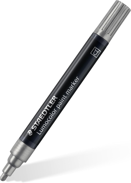 Staedtler Lumocolor 349 Pennarello acrilico permanente - Larghezza tratto circa 24 mm - Inchiostro a base d'acqua - Argento