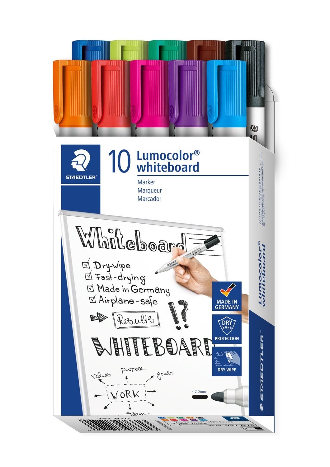 Staedtler Lumocolor 351 B10 evidenziatore 10 pz Tipo di punta Nero Blu Marrone Verde Azzurro Verde chiaro Arancione Rosa Rosso Viola