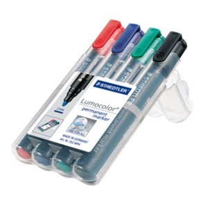 Staedtler Lumocolor permanent marcatore permanente Nero Blu Verde Rosso 4 pz