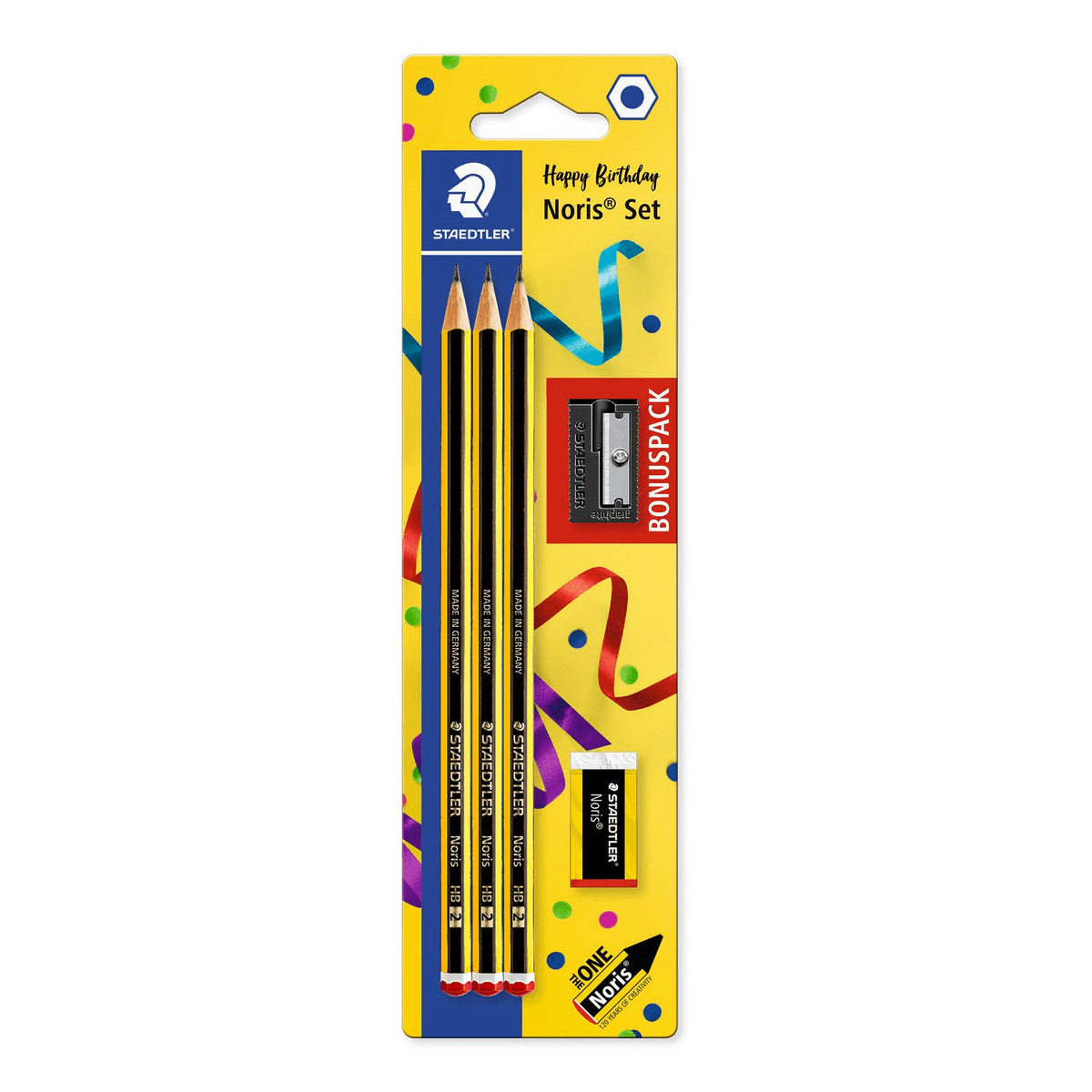 Staedtler Noris Confezione da 120 3 matite esagonali in grafite + gomma + temperamatite - mina HB ultra resistente da 2 mm - legno proveniente da foreste sostenibili Staedtler Noris Confezione da 120 3 matite esagonali in grafite + gomma + temperamatite - mina HB ultra resistente da 2 mm - legno proveniente da foreste sostenibili