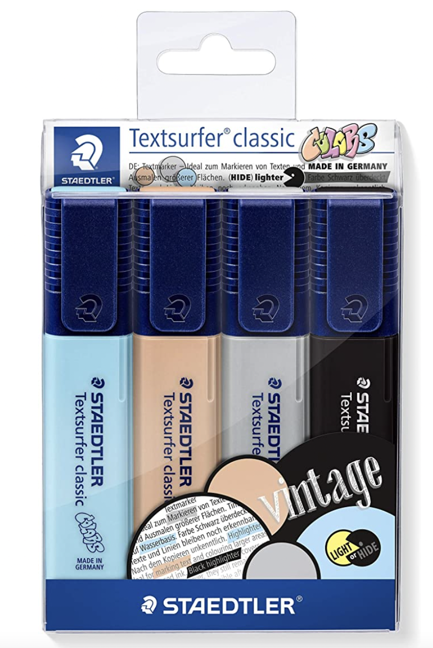 Staedtler Textsurfer Classic 364 Confezione da 4 pennarelli fluorescenti - Asciugatura rapida - Linea 1 - 5 mm circa - Colori assortiti Staedtler Textsurfer Classic 364 Confezione da 4 pennarelli fluorescenti - Asciugatura rapida - Linea 1 - 5 mm circa - Colori assortiti