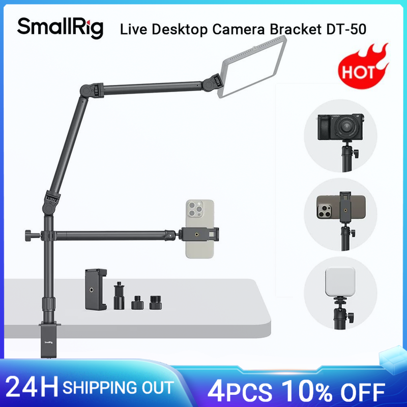 Staffa per fotocamera Desktop Live SmallRig DT-50 con braccio flessibile con testa a sfera girevole a 360 ° C morsetto per fotografia Live Stream 4456