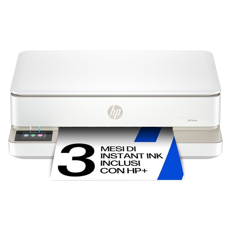 Stampante Inkjet Multifunzione 3 in 1 a colori HP ENVY 6120e con HP+ ed Instant Ink, A4, Fronte retro automatico, WiFi, Bianca
