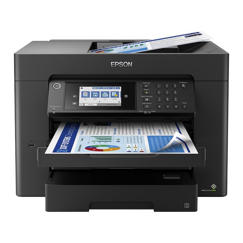 Stampante Inkjet Multifunzione 4 in 1 a colori EPSON WorkForce WF-7840DTWF, A3, Fronte retro automatico, Ethernet, WiFi, Nera