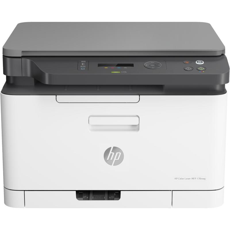 Stampante Laser Multifunzione 3 in 1 a colori HP Color 178nw, A4, Fronte retro manuale, Ethernet, WiFi, Bianca