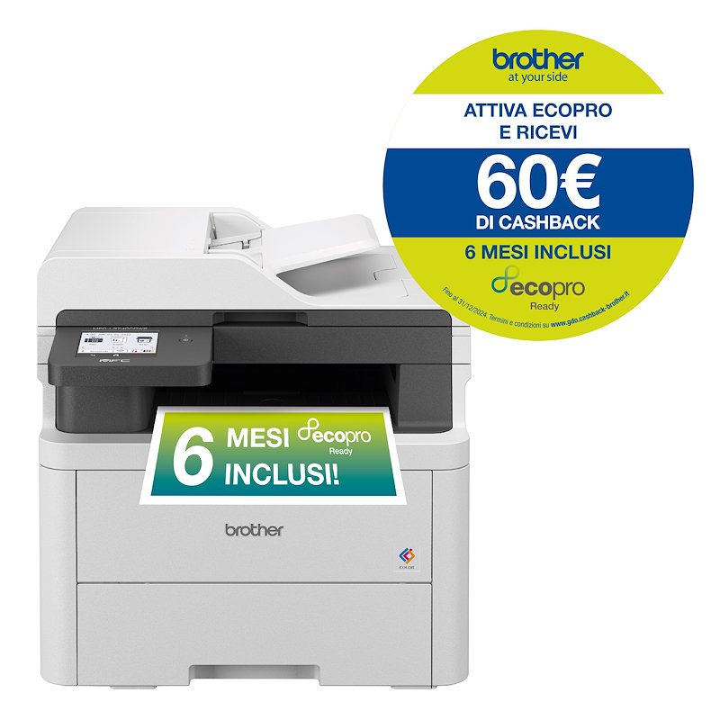 Stampante Laser Multifunzione 4 in 1 a colori BROTHER MFC-L3740CDWE, A4, Fronte retro automatico, Ethernet, WiFi, Bianca