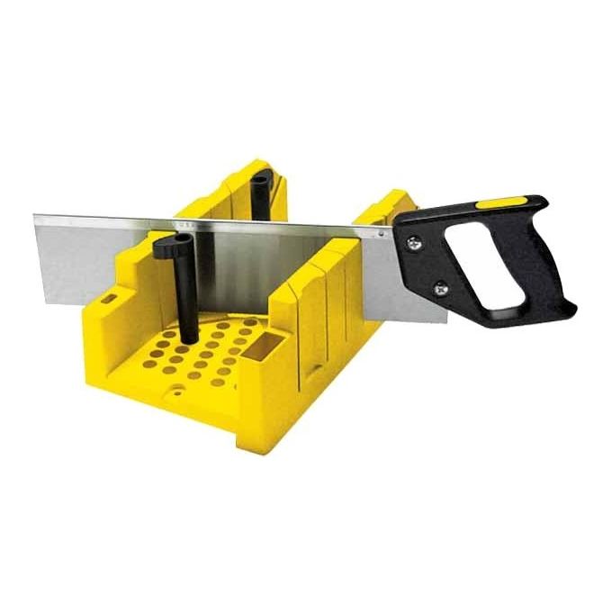 Stanley 1-20-600 Tagliacornici in ABS con Sega a Dorso 350 mm Angolazioni 22 5° 45° 90° Base Antiscivolo con Fori di Ancoraggio colore Nero Giallo