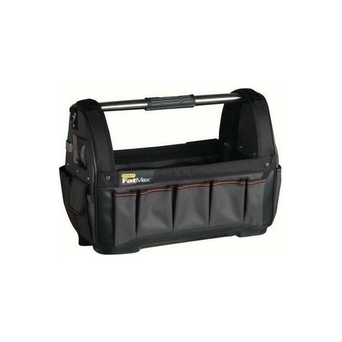 Stanley 1-93-951 FatMax Borsa Porta Attrezzi Aperta in Nylon 600 Denari con Rinforzi in Pelle e Maniglia in Acciaio colore Nero