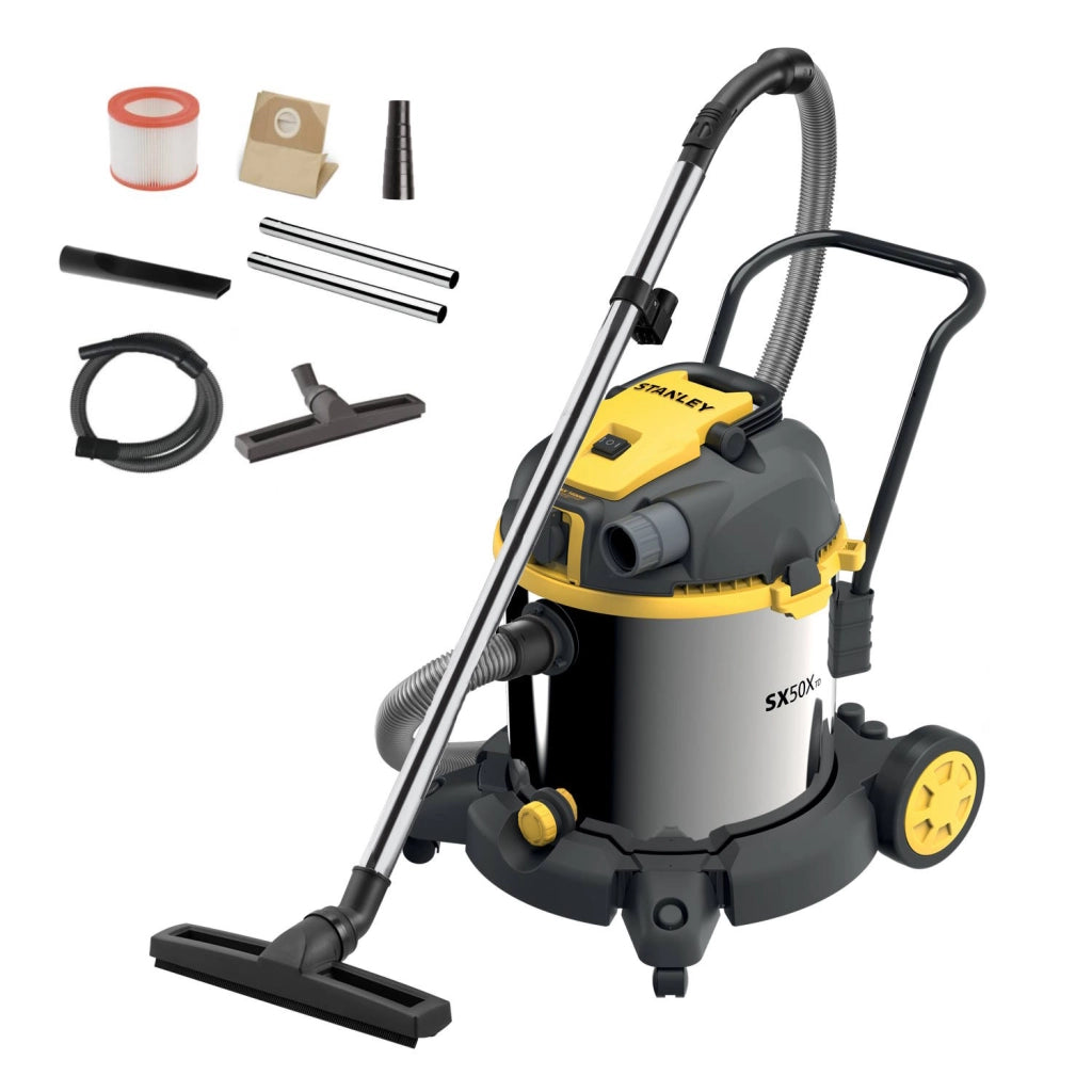 Stanley Aspiratore Solidi e Liquidi SXVC50XTDE con Presa Elettroutensili (1600 W, 50 l)